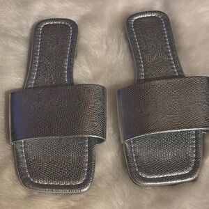 Silver Slide Sandals